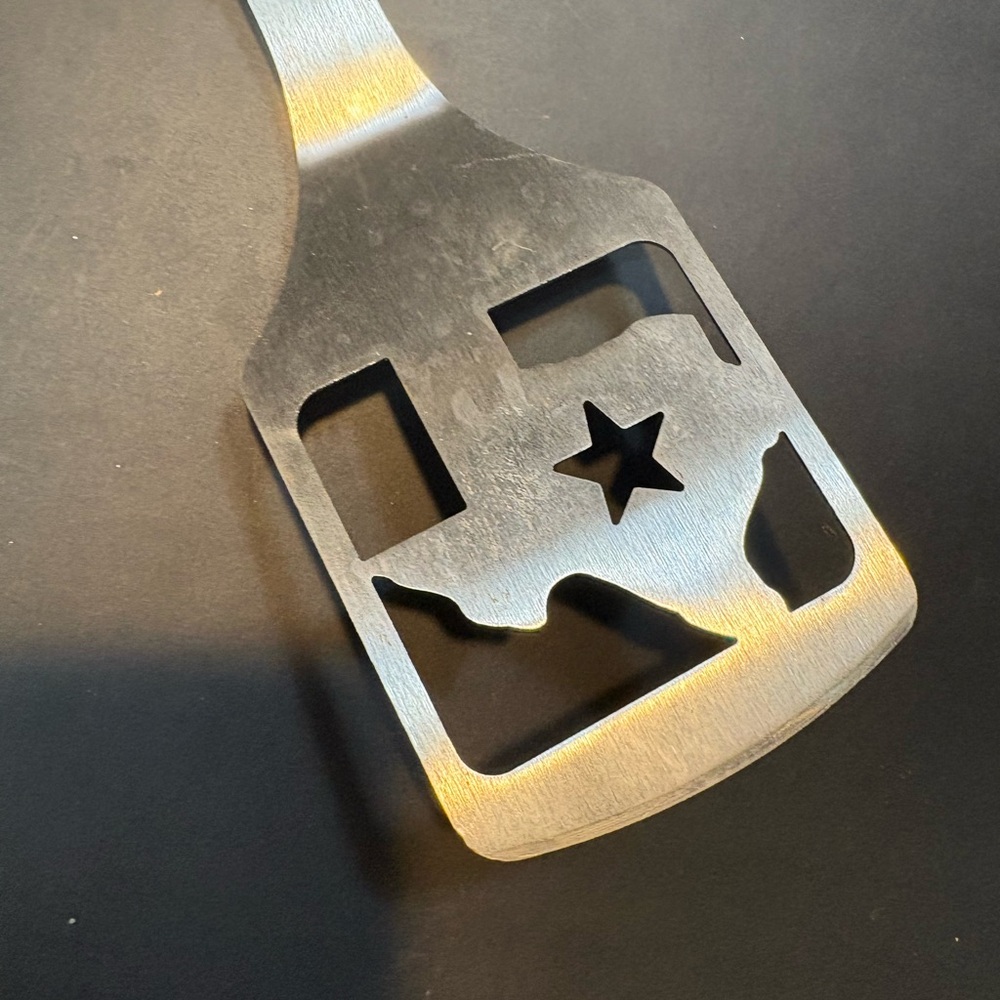 State of Texas Grilling Spatula with a wood handle and a laser-cut blade